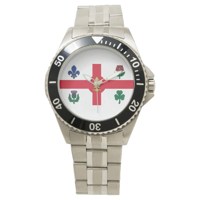 Flagge von Montreal, Quebec Watch Armbanduhr (Vorderseite)