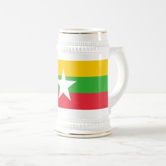 Flagge von Myanmar Bierglas (VorderseiteRechts)