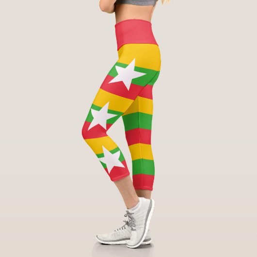 Flagge von Myanmar Capri Leggings (Links)