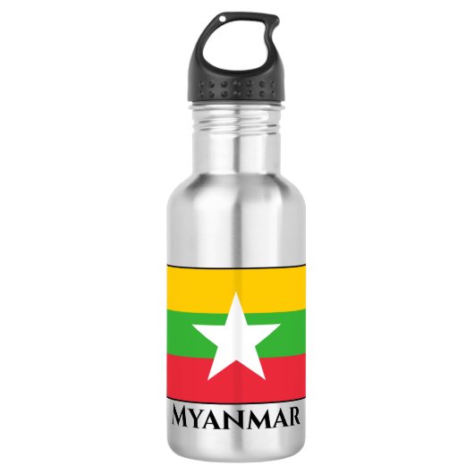 Flagge von Myanmar Edelstahlflasche (Vorderseite)