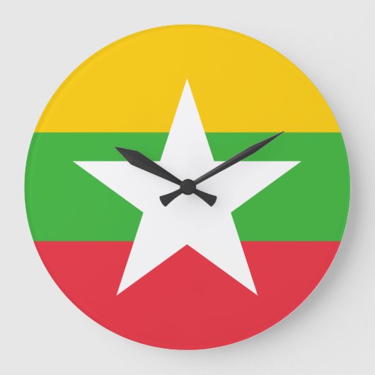 Flagge von Myanmar Große Wanduhr (Vorderseite)
