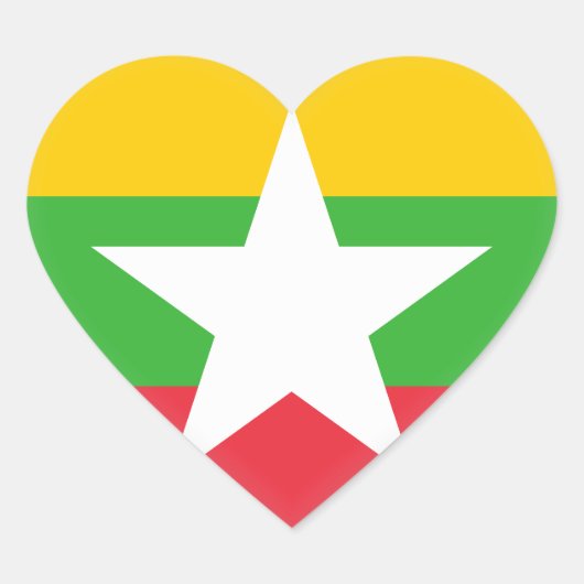 Flagge von Myanmar Herz-Aufkleber (Vorderseite)