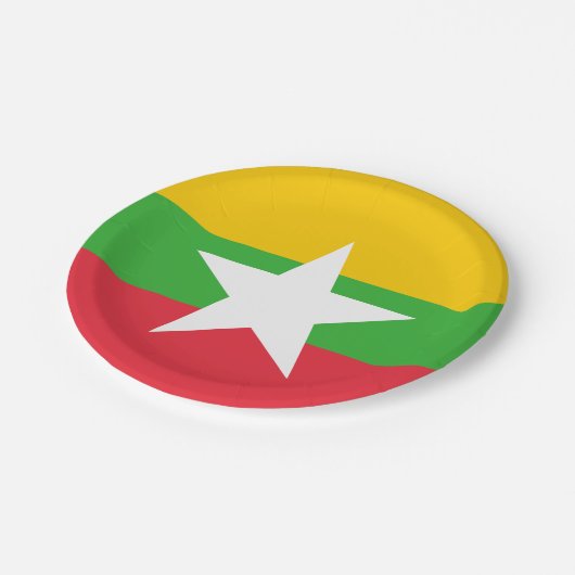 Flagge von Myanmar Pappteller (Schrägansicht)