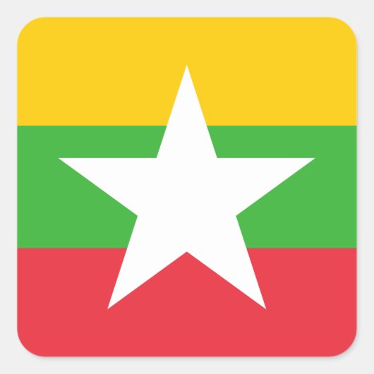 Flagge von Myanmar Quadratischer Aufkleber (Vorderseite)