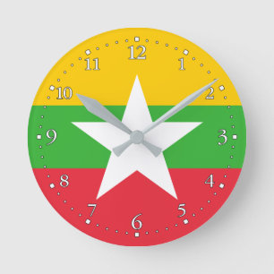 Flagge von Myanmar Runde Wanduhr
