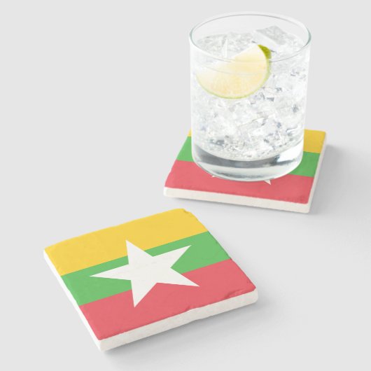 Flagge von Myanmar Steinuntersetzer (Seitenansicht)
