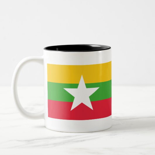 Flagge von Myanmar Zweifarbige Tasse (Links)