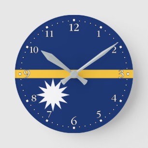 Flagge von Nauru Runde Wanduhr