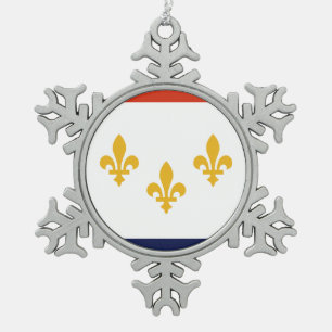 Flagge von New Orleans, Louisiana Schneeflocke Zin Schneeflocken Zinn-Ornament
