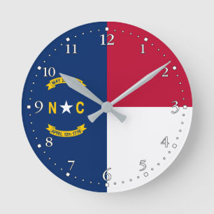 Flagge von North Carolina Runde Wanduhr