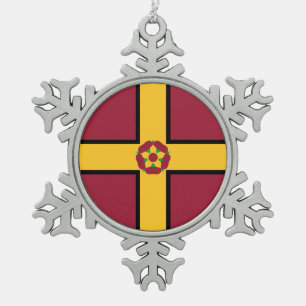 Flagge von Northamptonshire Schneeflocken Zinn-Ornament