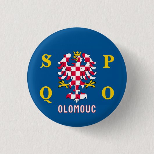 Flagge von Olomouc Button (Vorderseite)