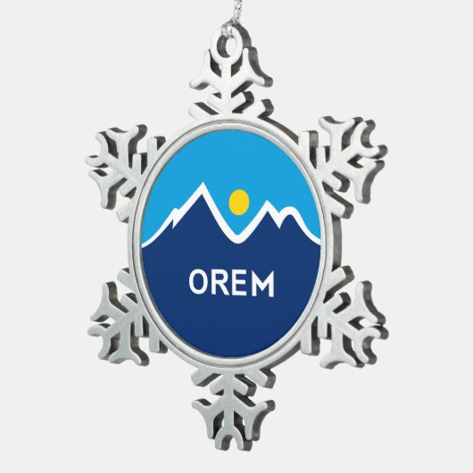 Flagge von Orem, Utah Schneeflocken Zinn-Ornament (Rechts)