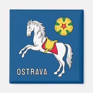 Flagge von Ostrava, Tschechische Republik Magnet