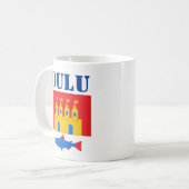 Flagge von Oulu, Finnland Kaffeetasse (Vorderseite Links)