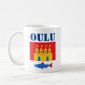 Flagge von Oulu, Finnland Kaffeetasse (Links)