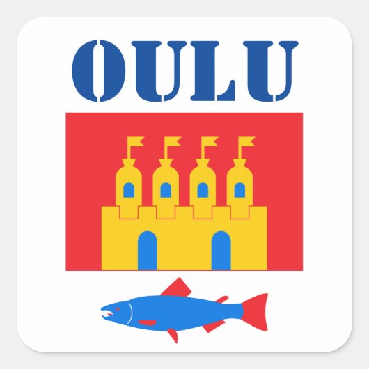 Flagge von Oulu, Finnland Quadratischer Aufkleber (Vorderseite)
