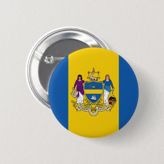 Flagge von Philadelphia, Pinback-Button von Pennsy Button (Vorne & Hinten)