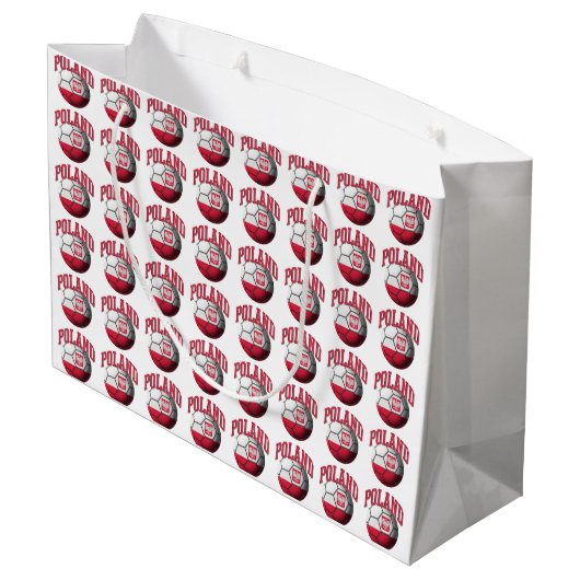 Flagge von Polen-Fußball Große Geschenktüte (Rückseite Schrägansicht)