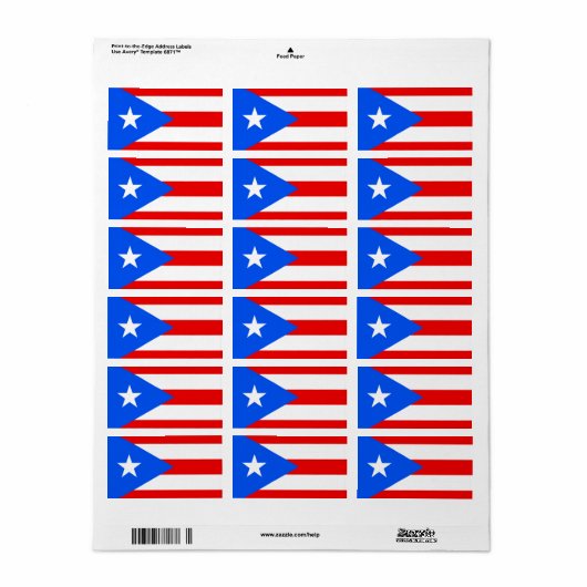 Flagge von Puerto Rico Adressaufkleber (Vorne)