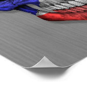 Flagge von Puerto Rico auf einem Stahlschädel Poster (Ecke)
