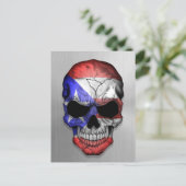 Flagge von Puerto Rico auf einem Stahlschädel Postkarte (Stehend Vorderseite)