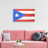 Flagge von Puerto Rico Gewitterter Farbe Leinwanddruck (Insitu (Wohnzimmer))