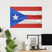 Flagge von Puerto Rico Gewitterter Farbe Poster (Heimbüro)
