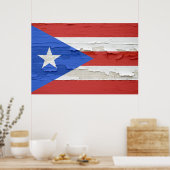 Flagge von Puerto Rico Gewitterter Farbe Poster (Küche)