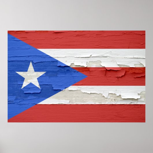 Flagge von Puerto Rico Gewitterter Farbe Poster (Vorne)