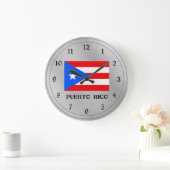 Flagge von Puerto Rico Große Wanduhr (Zuhause)
