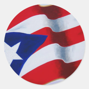 Flagge von Puerto Rico Runder Aufkleber