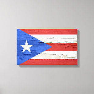 Flagge von Puerto Rico verwitterte Farbe Leinwanddruck