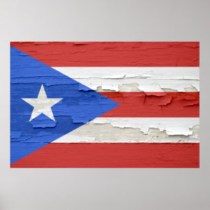Flagge von Puerto Rico verwitterte Farbe Poster