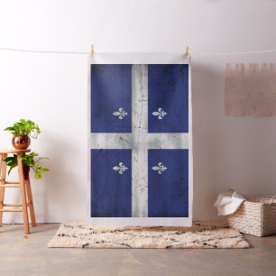 Flagge von Québec im erodierten Grunge-Stil Stoff