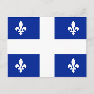 Flagge von Quebec PQ Qc mit fleur de lys Postkarte