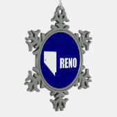 Flagge von Reno, Nevada Schneeflocken Zinn-Ornament (Links)