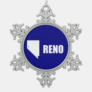 Flagge von Reno, Nevada Schneeflocken Zinn-Ornament