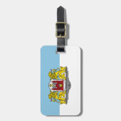 Flagge von Riga, lettische Gepäckmarke Gepäckanhänger (Vorderseite vertikal)