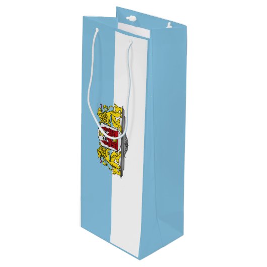 Flagge von Riga, Lettland Weinbeutel Geschenktüte Für Weinflaschen (Vorderseite Schrägansicht)