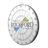 Flagge von Rockford (Illinois) Dartscheibe (Vorderseite rechts)