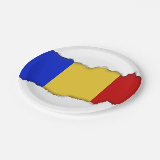 Flagge von Rumänien Pappteller (Schrägansicht)