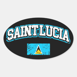 Flagge von Saint Lucia Ovaler Aufkleber