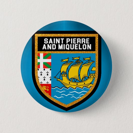 Flagge von Saint Pierre und Miquelon Button (Vorderseite)