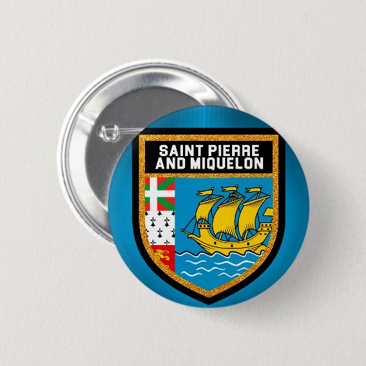 Flagge von Saint Pierre und Miquelon Button (Vorne & Hinten)