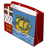 Flagge von Saint Pierre und Miquelon Große Geschenktüte (Rückseite Schrägansicht)