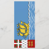 Flagge von Saint Pierre und Miquelon Menükarte (Vorderseite)