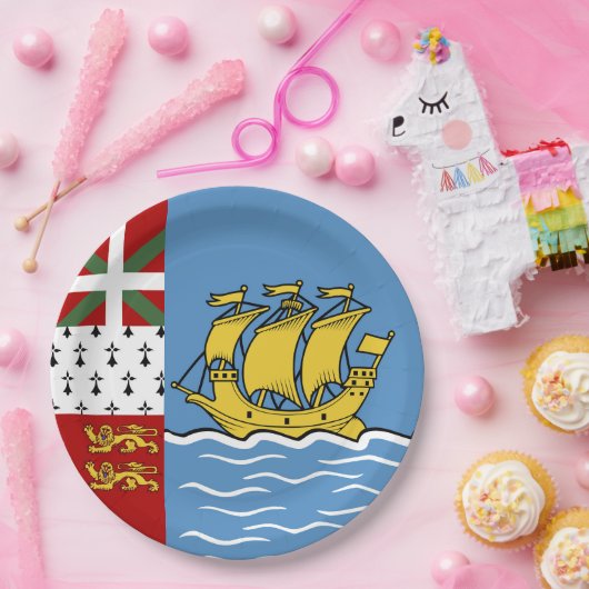 Flagge von Saint Pierre und Miquelon Pappteller (Party)