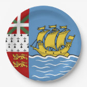 Flagge von Saint Pierre und Miquelon Pappteller (Vorderseite)