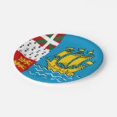 Flagge von Saint Pierre und Miquelon Pappteller (Schrägansicht)